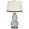 Uncertain Gray Double Gourd Table Lamp with Wave Braid Trim