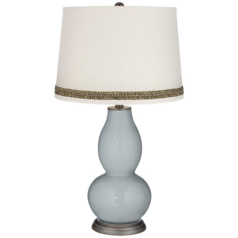 Image 1 Uncertain Gray Double Gourd Table Lamp with Wave Braid Trim