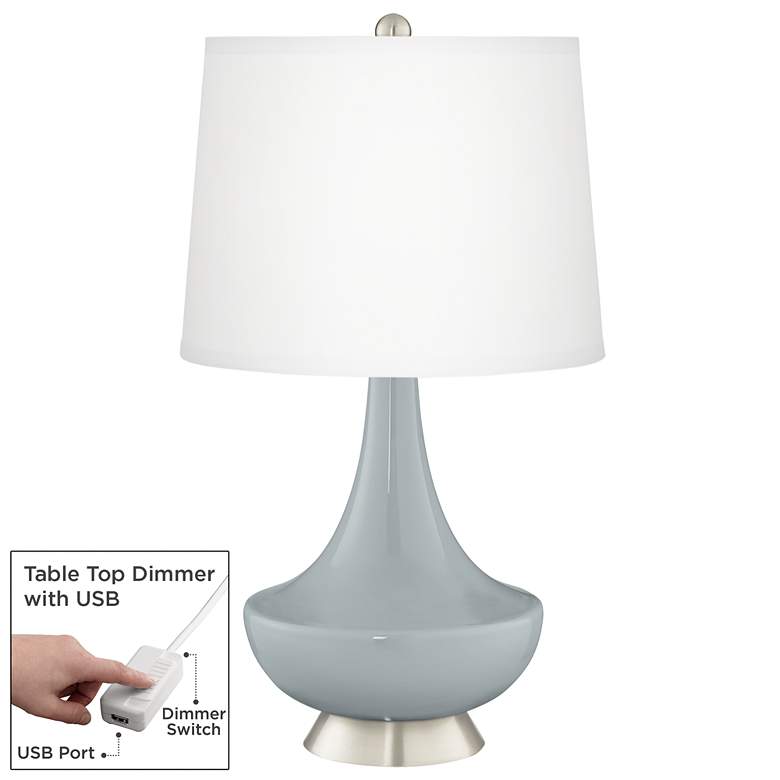Image 1 Uncertain Gray Gillan Glass Table Lamp with Dimmer