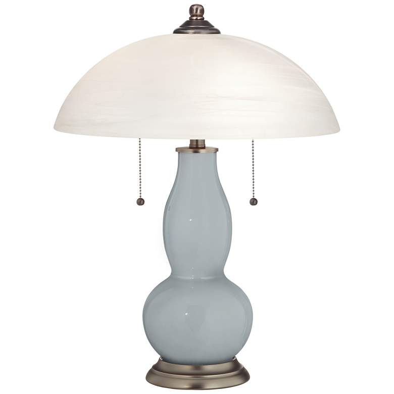 Uncertain Gray Gourd-Shaped Table Lamp with Alabaster Shade