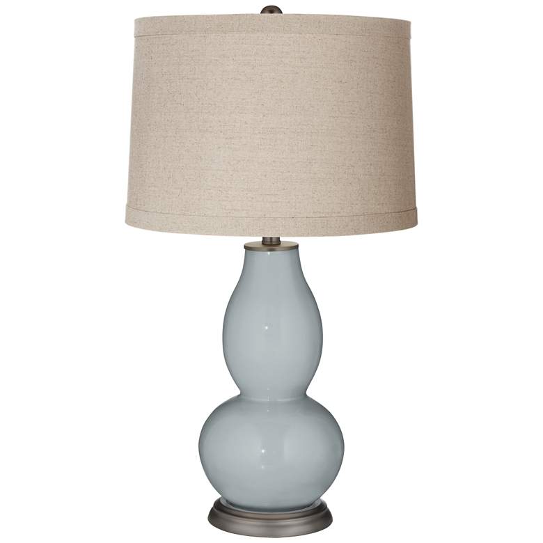 Image 1 Uncertain Gray Linen Drum Shade Double Gourd Table Lamp