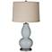 Uncertain Gray Linen Drum Shade Double Gourd Table Lamp