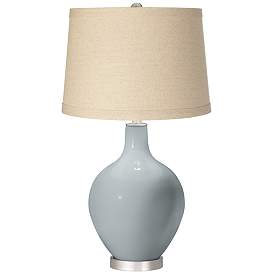 Image1 of Uncertain Gray Oatmeal Linen Shade Ovo Table Lamp