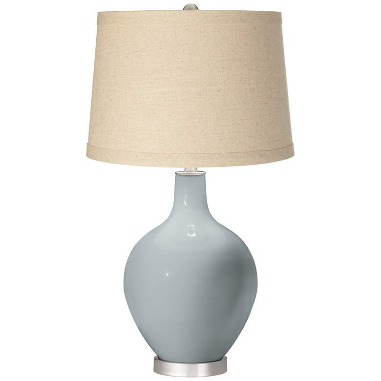 Image 1 Uncertain Gray Oatmeal Linen Shade Ovo Table Lamp