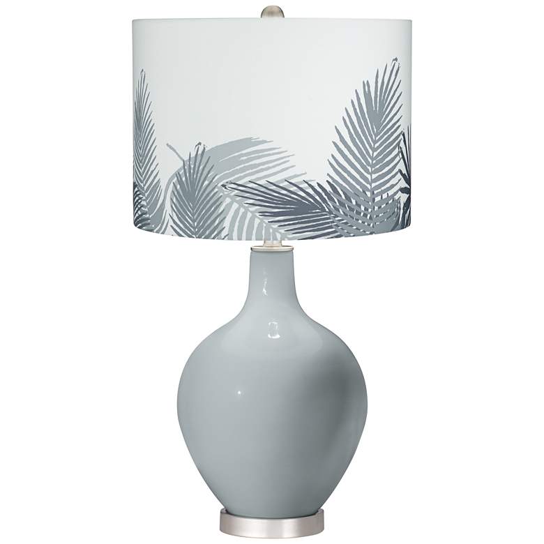 Image 1 Uncertain Gray Palm Leaf Shade Ovo Table Lamp