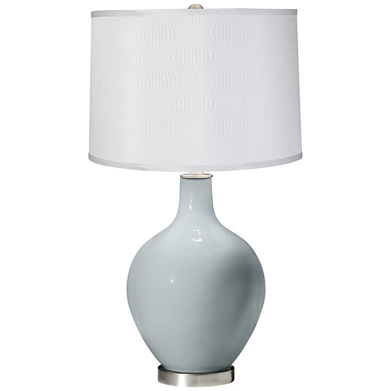 Image 1 Uncertain Gray Patterned White Shade Ovo Table Lamp