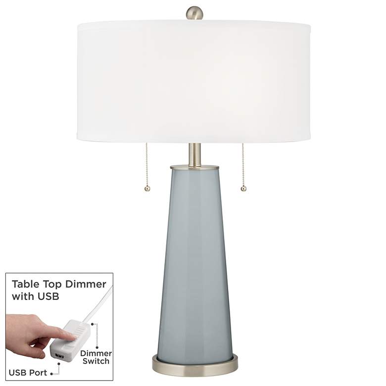 Image 1 Uncertain Gray Peggy Glass Table Lamp With Dimmer