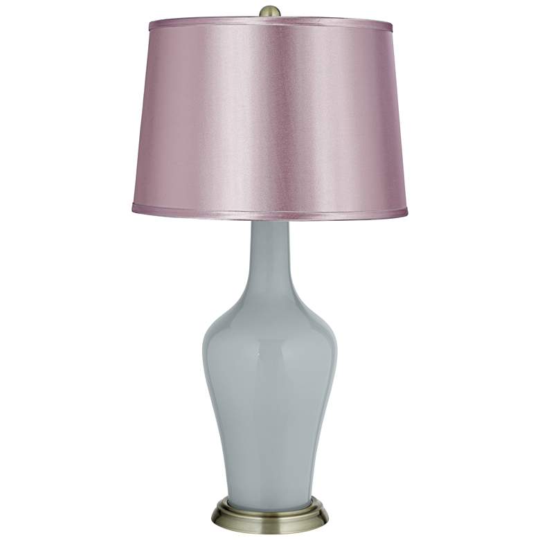 Image 1 Uncertain Gray Satin Lavender Shade Anya Table Lamp