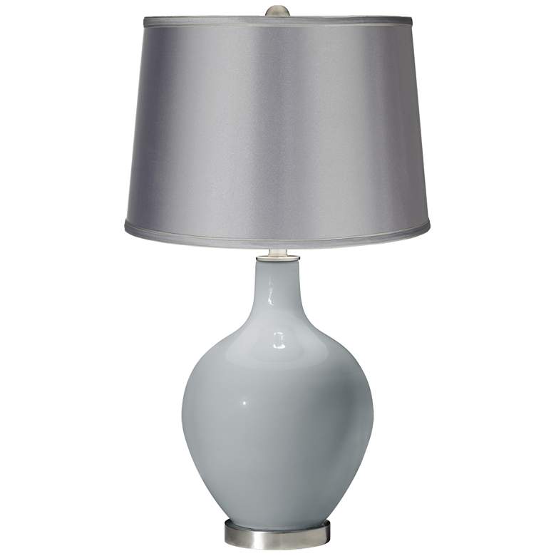 Image 1 Uncertain Gray - Satin Light Gray Shade Ovo Table Lamp