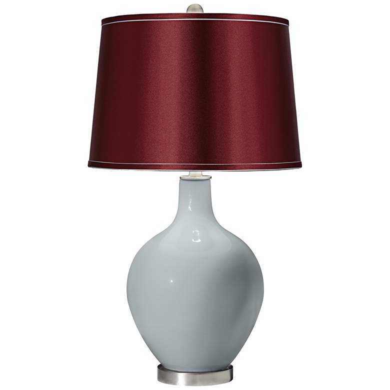 Image 1 Uncertain Gray Satin Merlot Shade Ovo Table Lamp