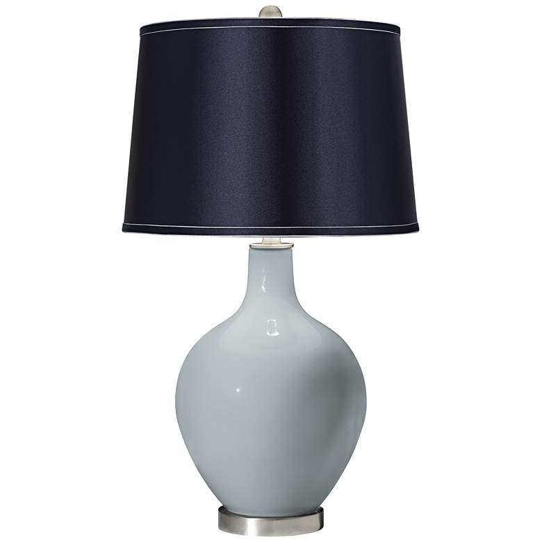 Image 1 Uncertain Gray Satin Navy Shade Ovo Table Lamp