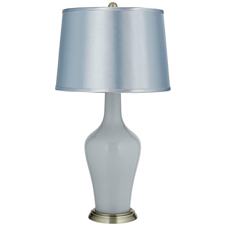 Image 1 Uncertain Gray Satin Pale Blue Shade Anya Table Lamp