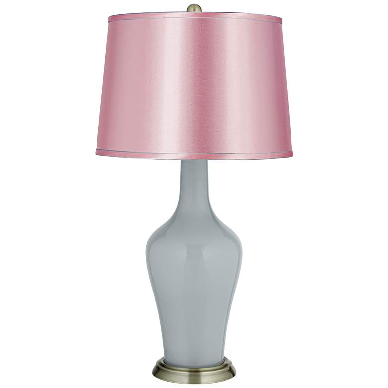 Image 1 Uncertain Gray Satin Pale Pink Shade Anya Table Lamp