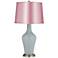 Uncertain Gray Satin Pale Pink Shade Anya Table Lamp