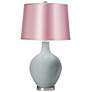 Uncertain Gray Satin Pale Pink Shade Ovo Table Lamp