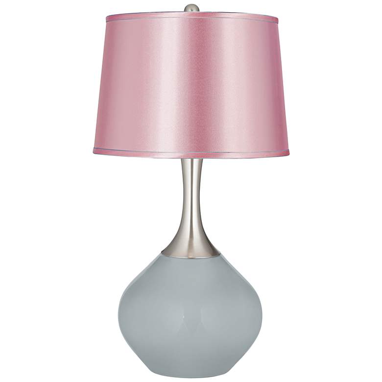 Image 1 Uncertain Gray Satin Pale Pink Shade Spencer Table Lamp