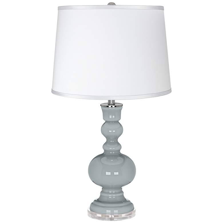 Image 1 Uncertain Gray - Satin Silver White Shade Table Lamp