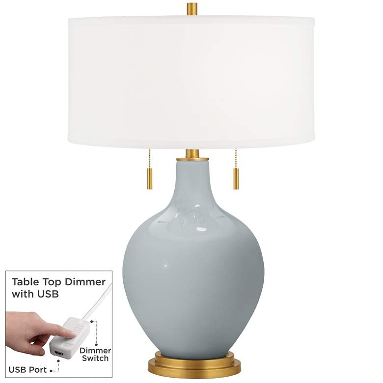 Image 1 Uncertain Gray Toby Brass Accents Table Lamp with Dimmer