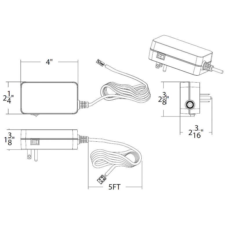 Image 2 Under Cabinet Strip 1.13"H x 2.75"W -Light Transformer in Black more views