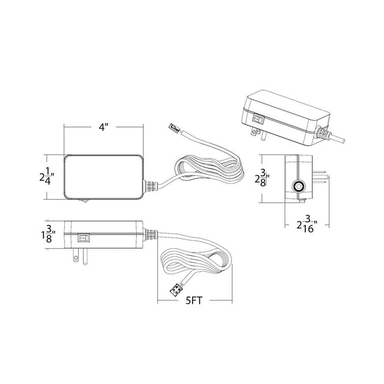 Image 2 Under Cabinet Strip 1.5"H x 4"W -Light Transformer in Black more views