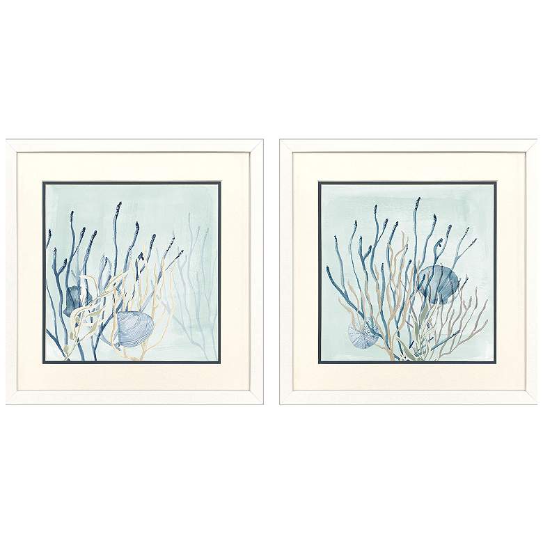 Image 2 Under the Sea Coral 17"W x 17"H Framed Art - Set of 2