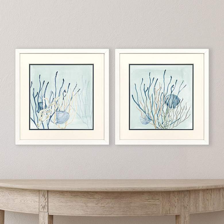 Image 1 Under the Sea Coral 17"W x 17"H Framed Art - Set of 2