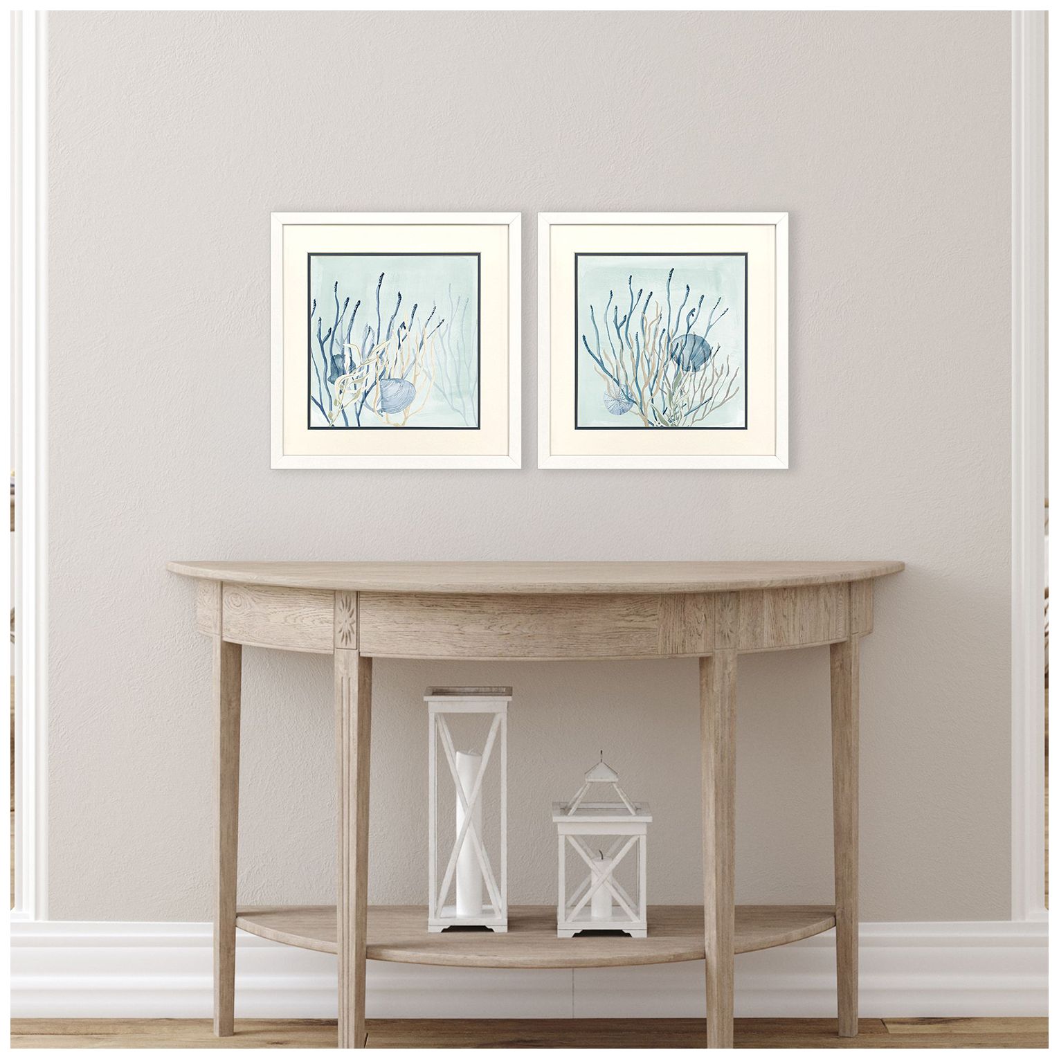 Under the Sea Coral 17"W x 17"H Framed Art - Set of 2