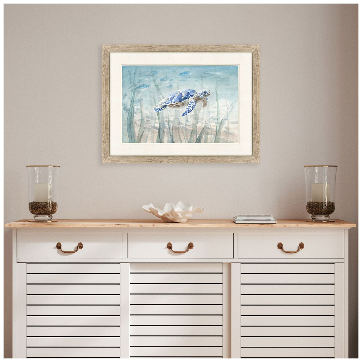 Image 5 Undersea Turtle 36"W x 27"H Framed Art more views