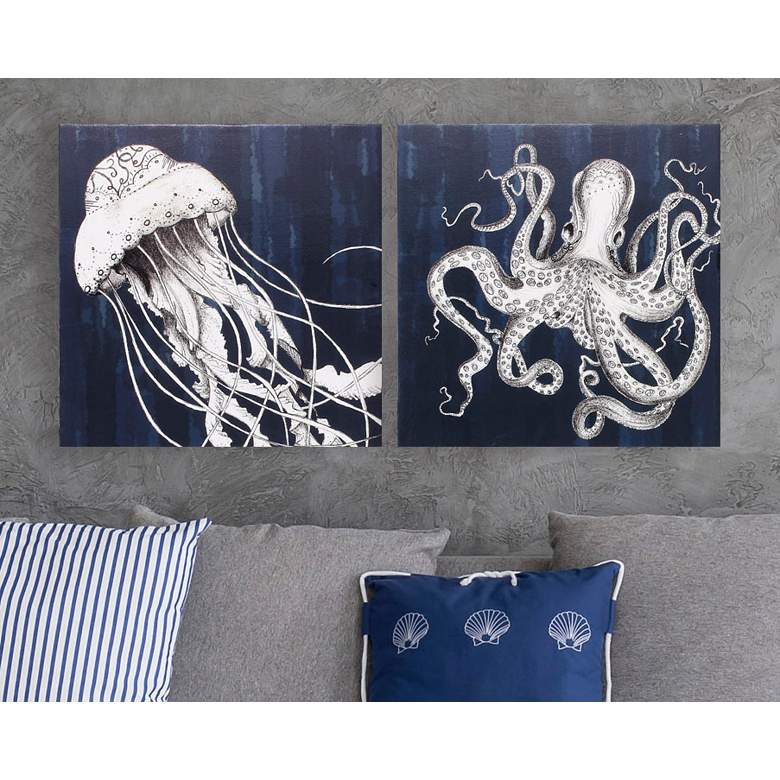 Image 1 Underwater Creatures 2-Piece 18 inch Square Wall Art Set