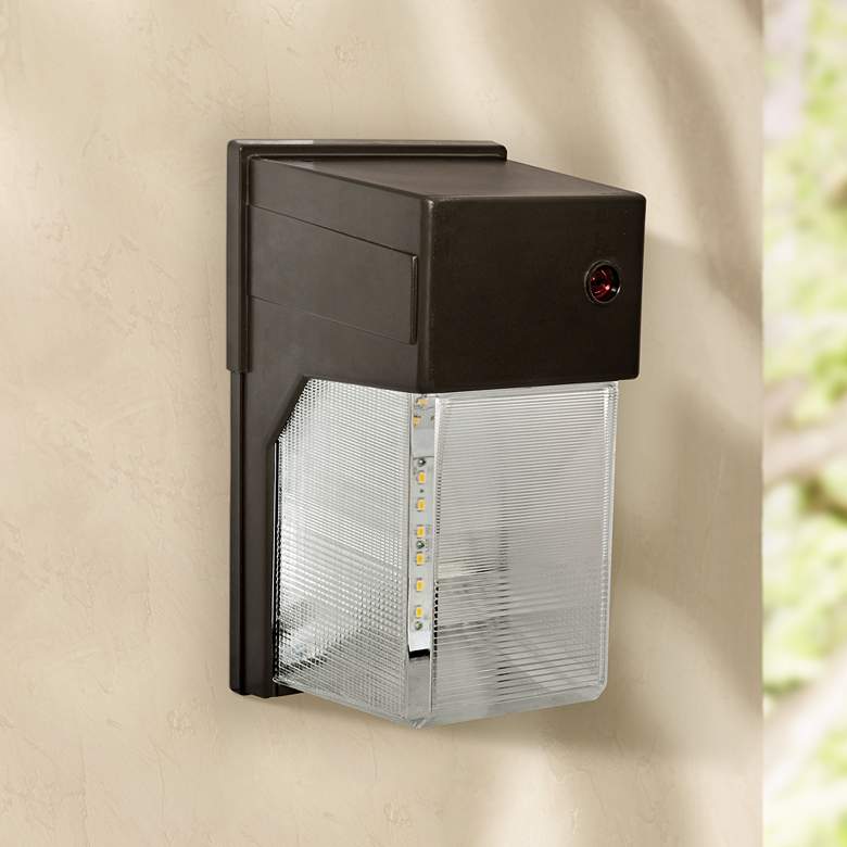 Image 1 Underwood 10 3/4"H Bronze Dusk to Dawn LED Outdoor Flood Light