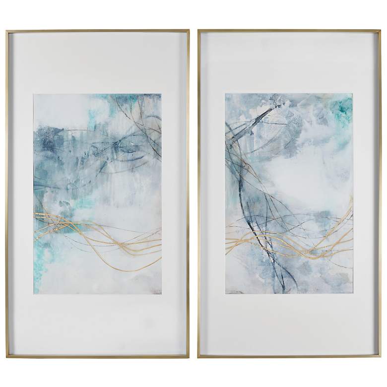 Image 2 Undulating Oro 45" High 2-Piece Framed Print Wall Art Set