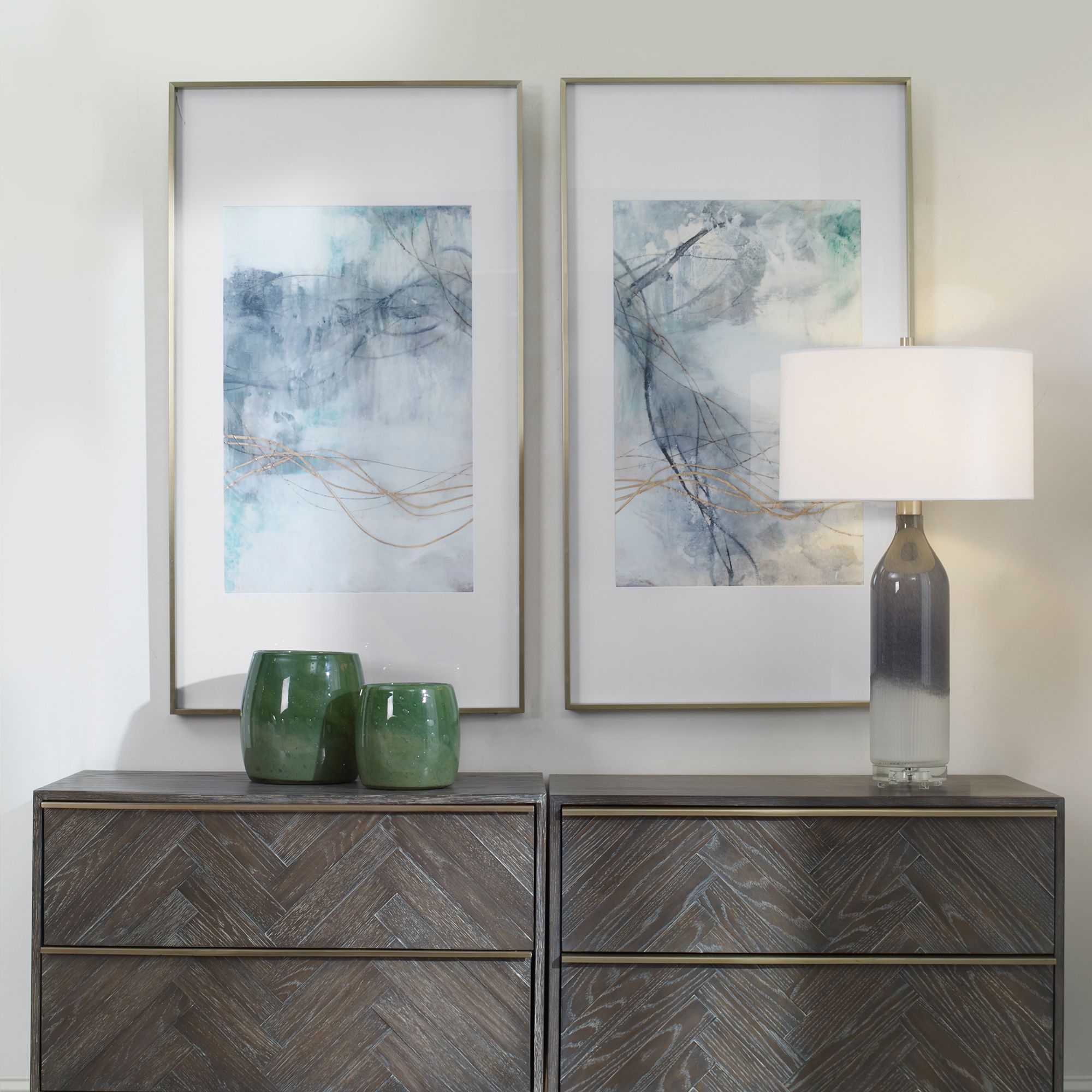 Image 7 Undulating Oro 45" High 2-Piece Framed Print Wall Art Set more views