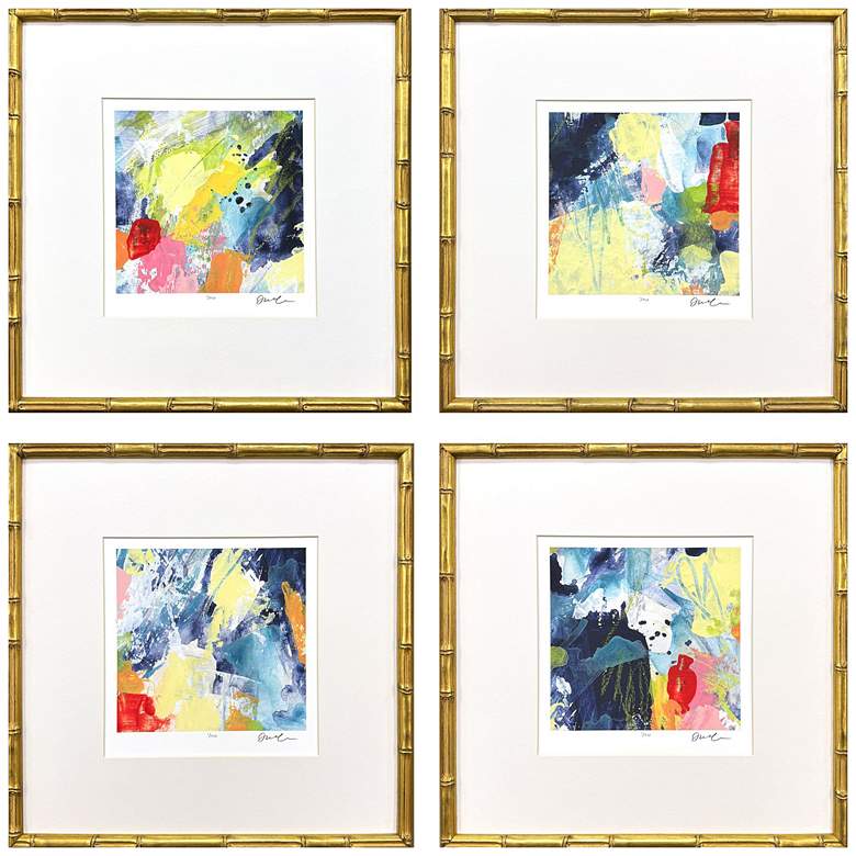 Image 1 Unfettered 17"W x 18"H Contemporary Framed Art Set of 4