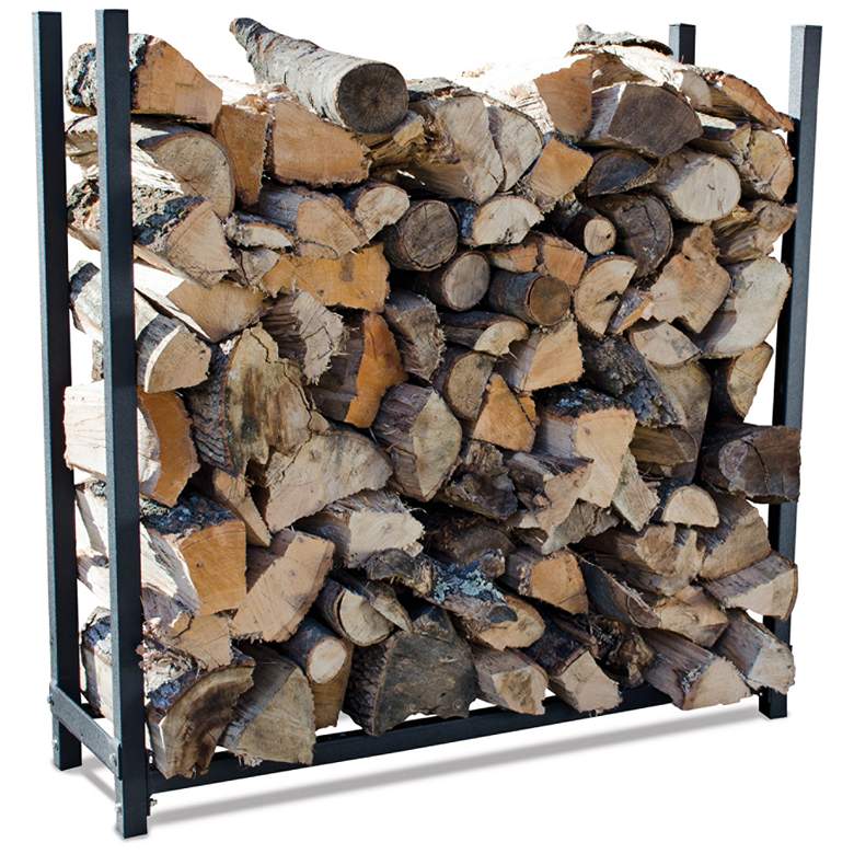 Image 1 UniFlame 47 3/4 inch Wide Black Outdoor Log Rack