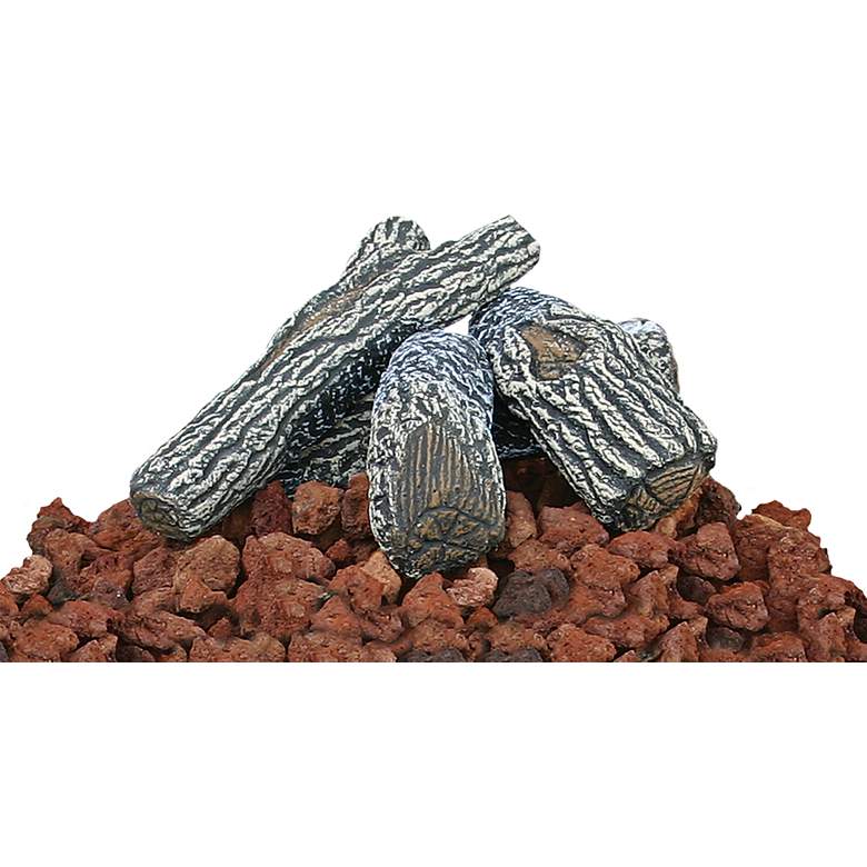 Image 1 UniFlame Lava Rock and Log Kit for Outdoor Fire Pits