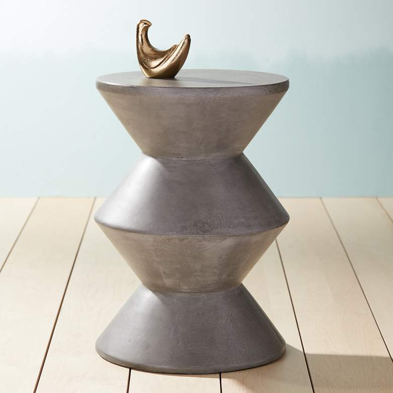 Image 1 Union 16" Wide Round Gray Concrete Indoor-Outdoor End Table
