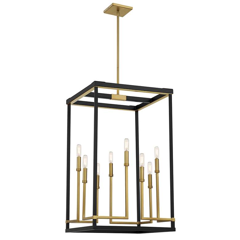 Image 3 Union Estates 18" Wide Coal and Soft Brass 8-Light Pendant