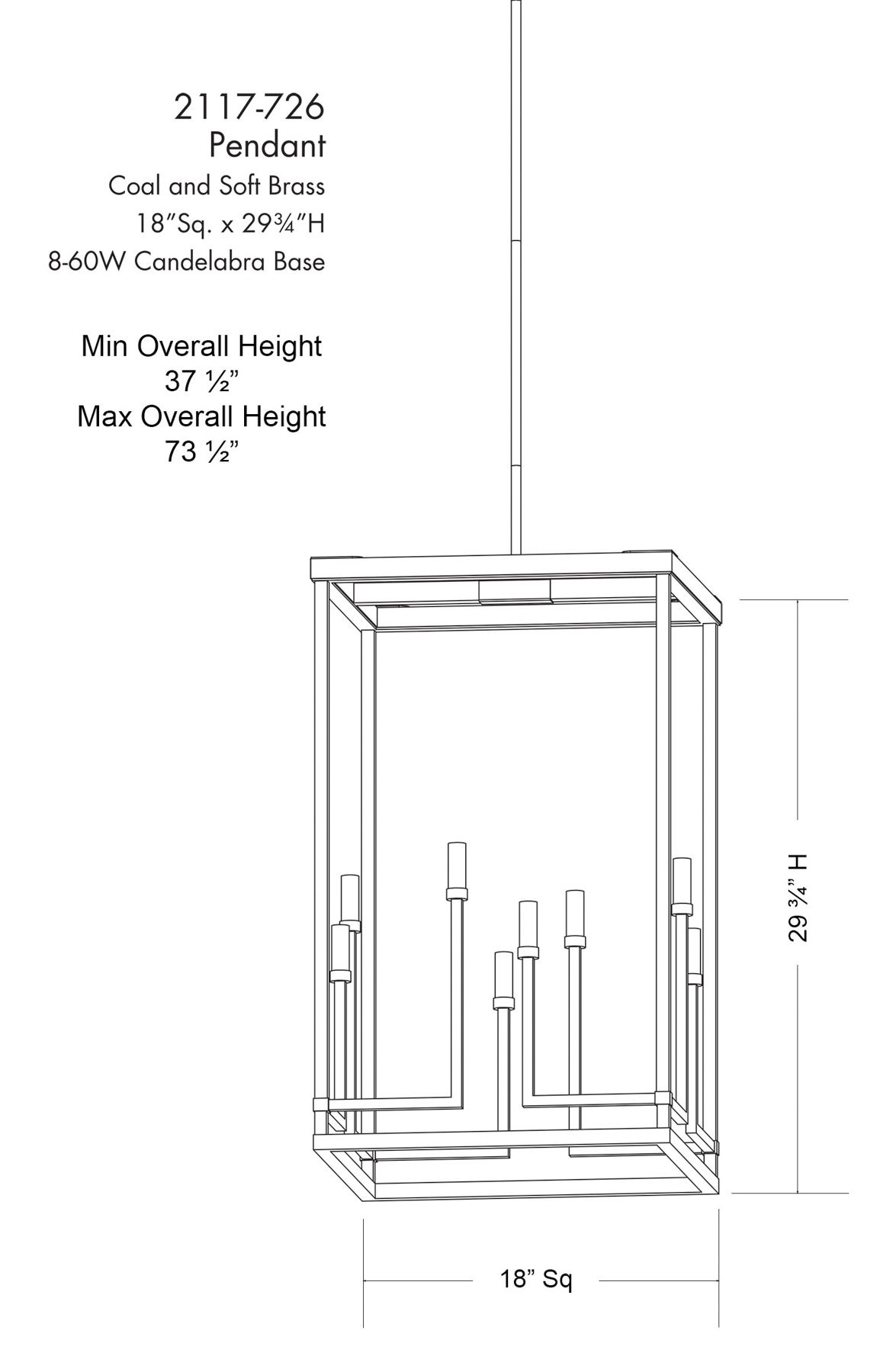 Union Estates 18" Wide Coal and Soft Brass 8-Light Pendant in scene