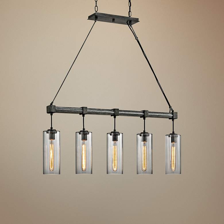 Image 1 Union Square 42 1/4"W Graphite Kitchen Island Light Pendant