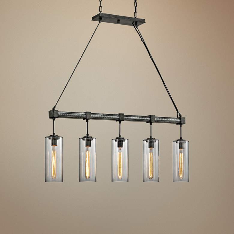 Image 1 Union Square 42 1/4 inchW Graphite Kitchen Island Light Pendant