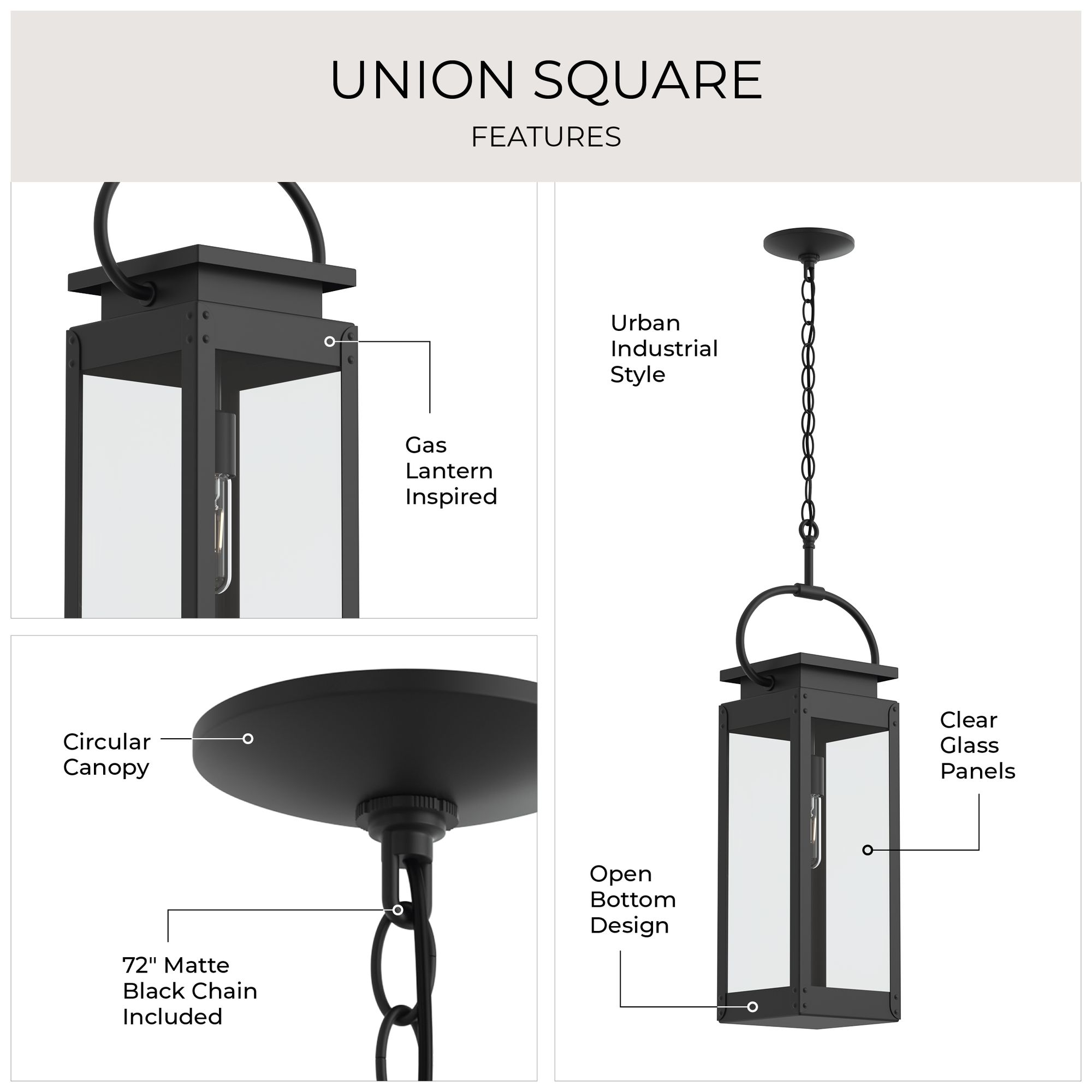 Image 2 Union Square Collection One-light hanging lantern more views