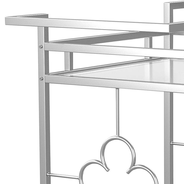 Image 3 Uniondale 32 1/4 inch Wide Chrome Metal 2-Shelf Wheeled Bar Cart more views