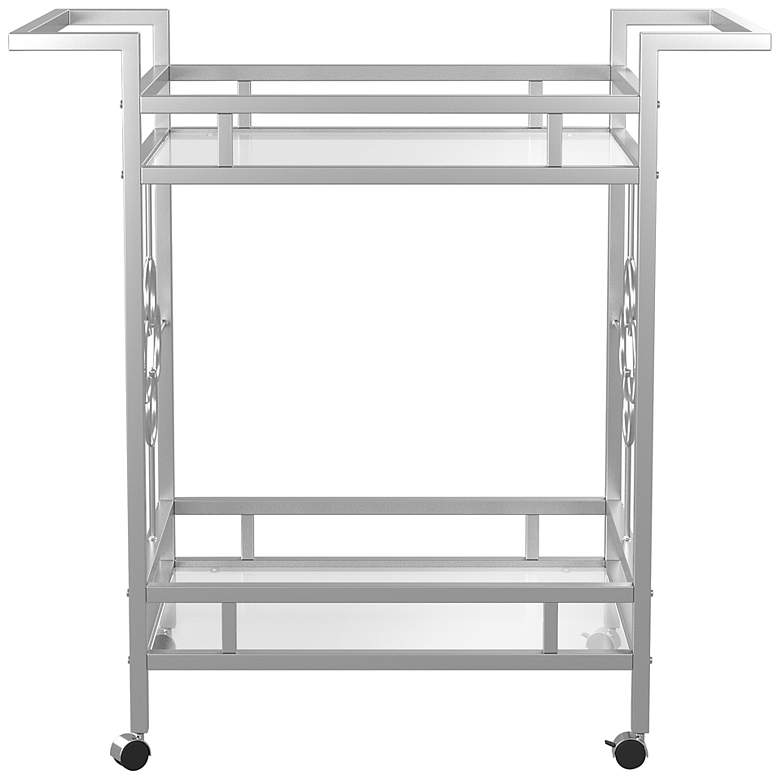 Image 4 Uniondale 32 1/4" Wide Chrome Metal 2-Shelf Wheeled Bar Cart more views
