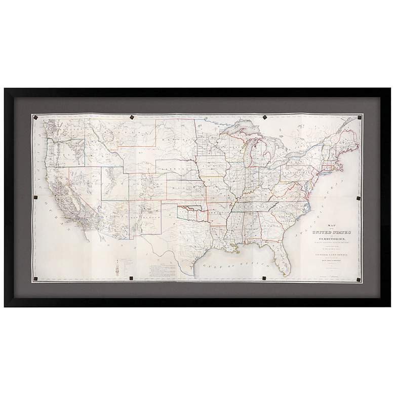Image 3 United States Map 55" Wide Giclee Framed Wall Art