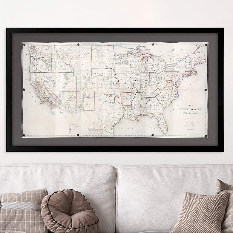 Image 2 United States Map 55" Wide Giclee Framed Wall Art