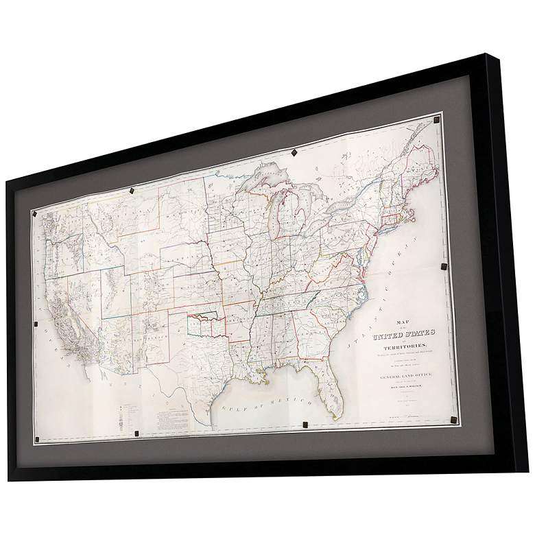 Image 5 United States Map 55" Wide Giclee Framed Wall Art more views