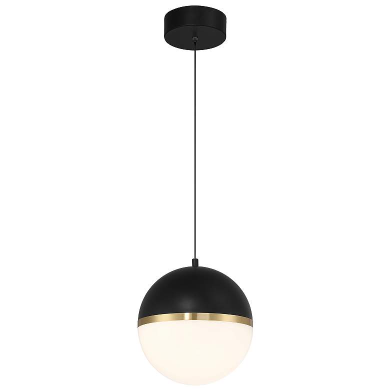 Image 2 Unity 10"W Black with Antique Brushed Brass LED Mini Pendant