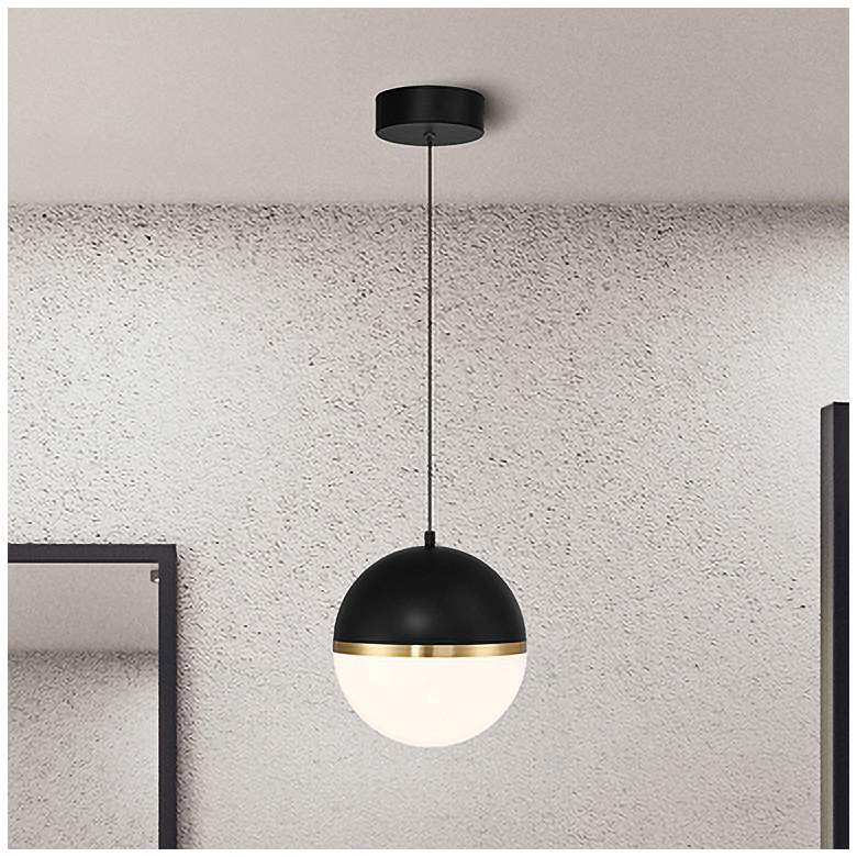 Image 1 Unity 10"W Black with Antique Brushed Brass LED Mini Pendant