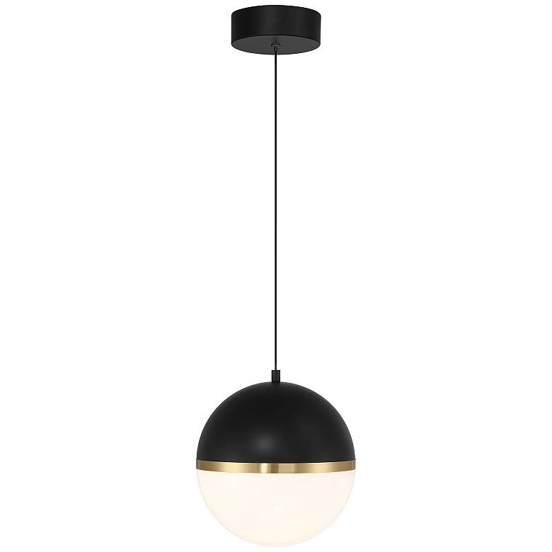 Image 4 Unity 10"W Black with Antique Brushed Brass LED Mini Pendant more views