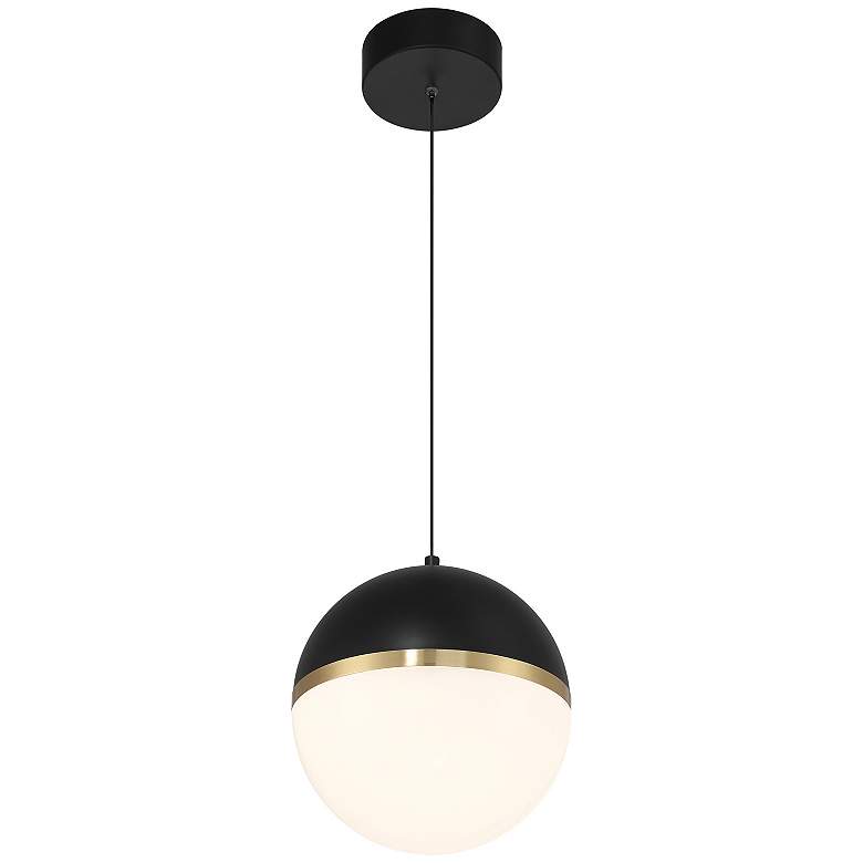 Image 5 Unity 10"W Black with Antique Brushed Brass LED Mini Pendant more views